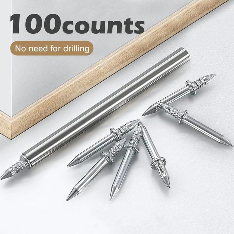 50PCS Double-Head Skirting Thread Seamless Nail,Invisible Screws & Specific Sleeve Tool,Double-Headed Nails for Seamless Skirting Thread with Solid Wood Baseboard - Image 4